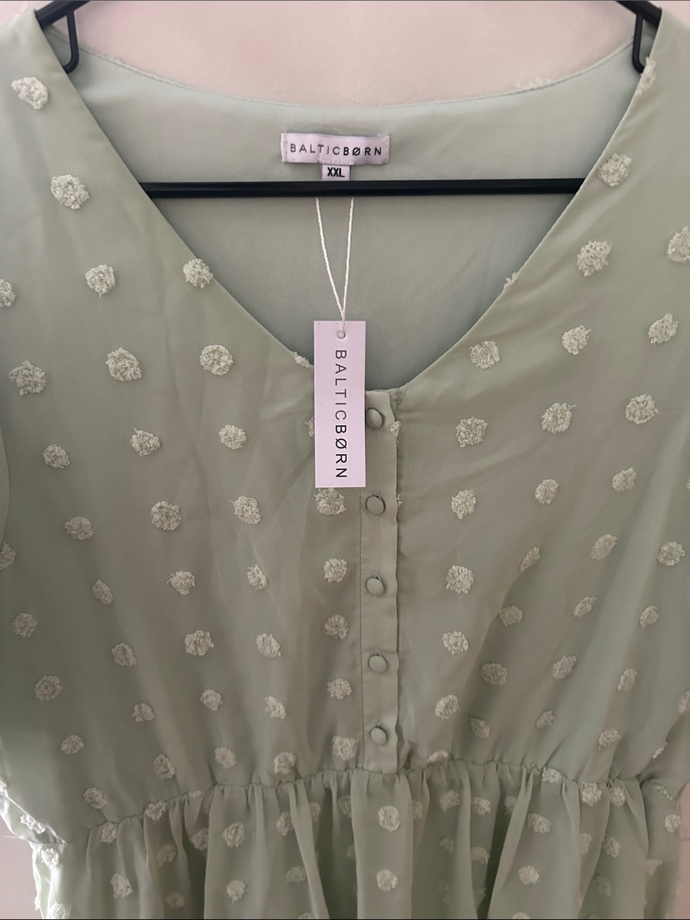 Baltic Born Light Green Swiss Dot Puff Sleeve Dress - Picture 2 of 5